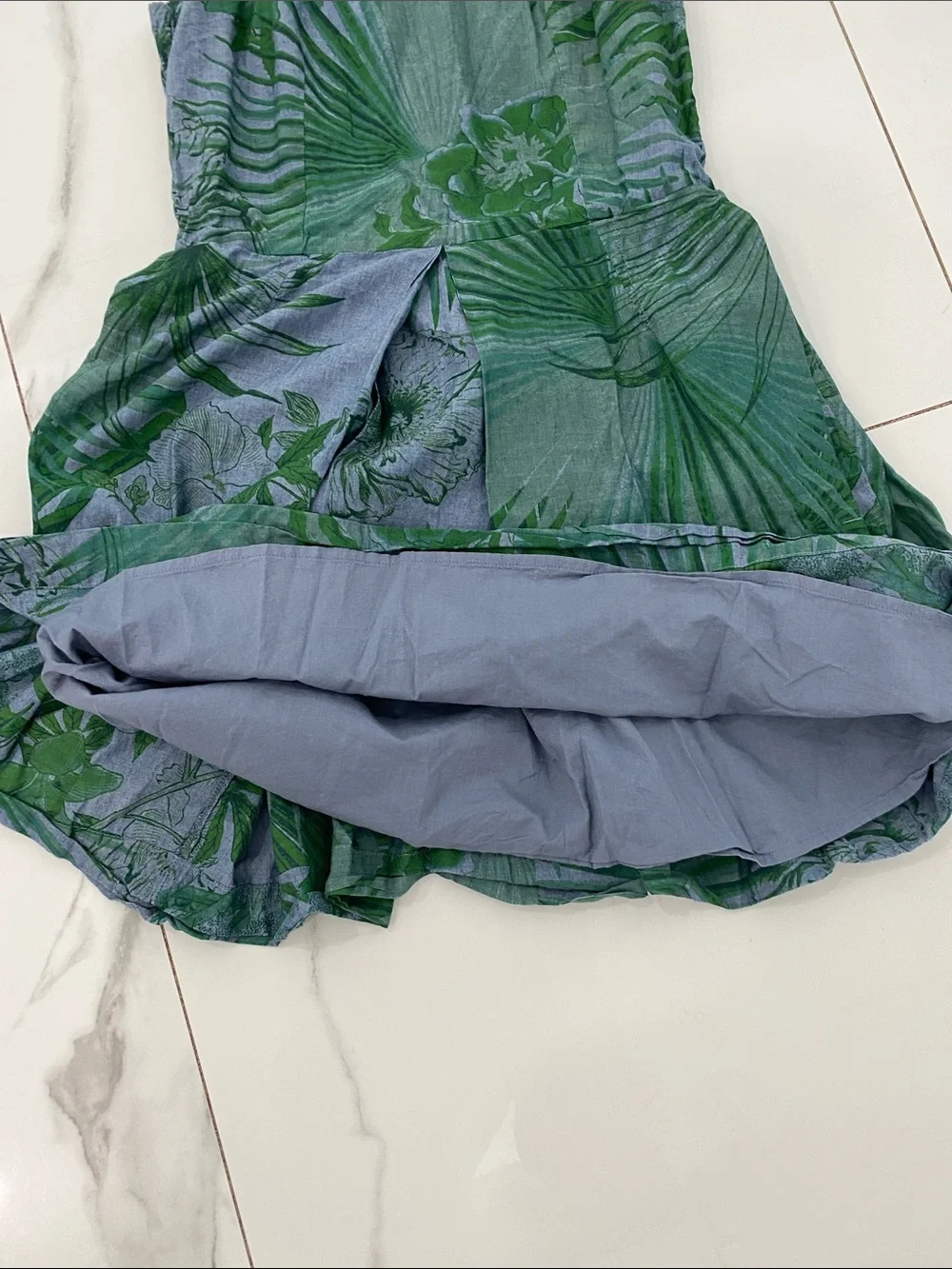 GAP Green Tropical-Print Sleeveless Mini Dress